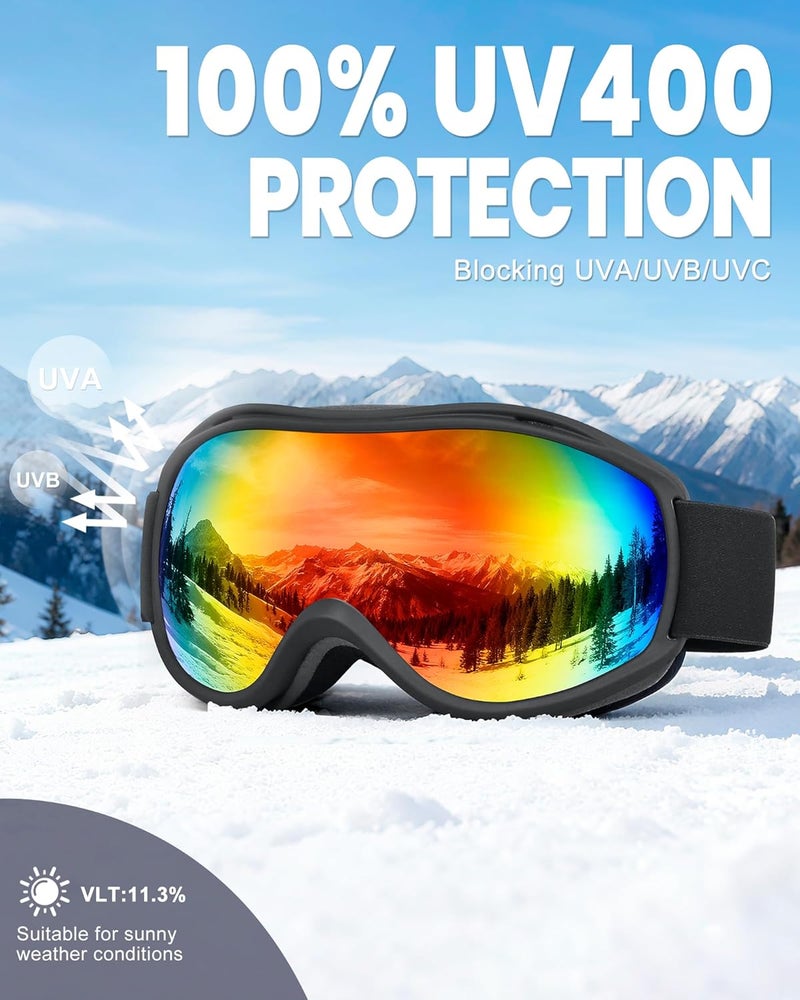 AVV Store Ski Goggles UV Protection, Anti-Fog Snowboard Snow Goggles OTG for Men Women Adults & Youths - Image 3
